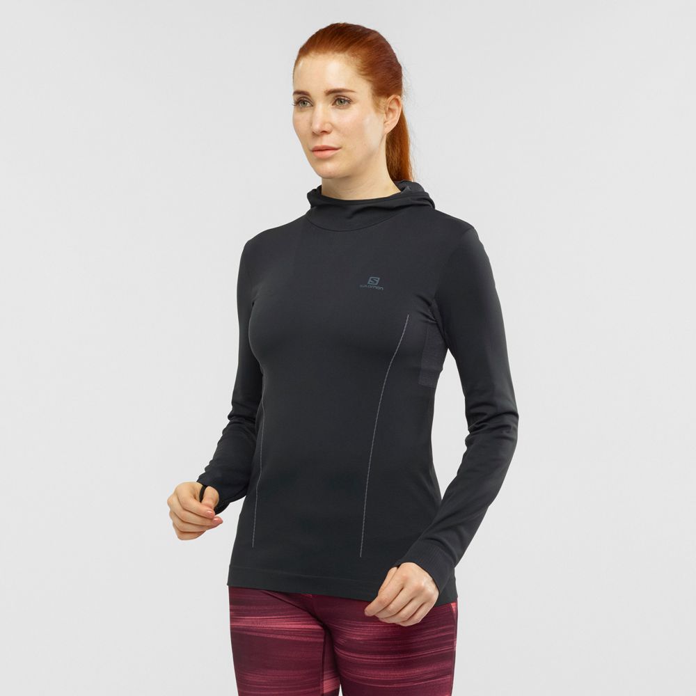 Salomon Singapore Womens Midlayers - ESSENTIAL SEAMLESS Black | 81764-MSUB